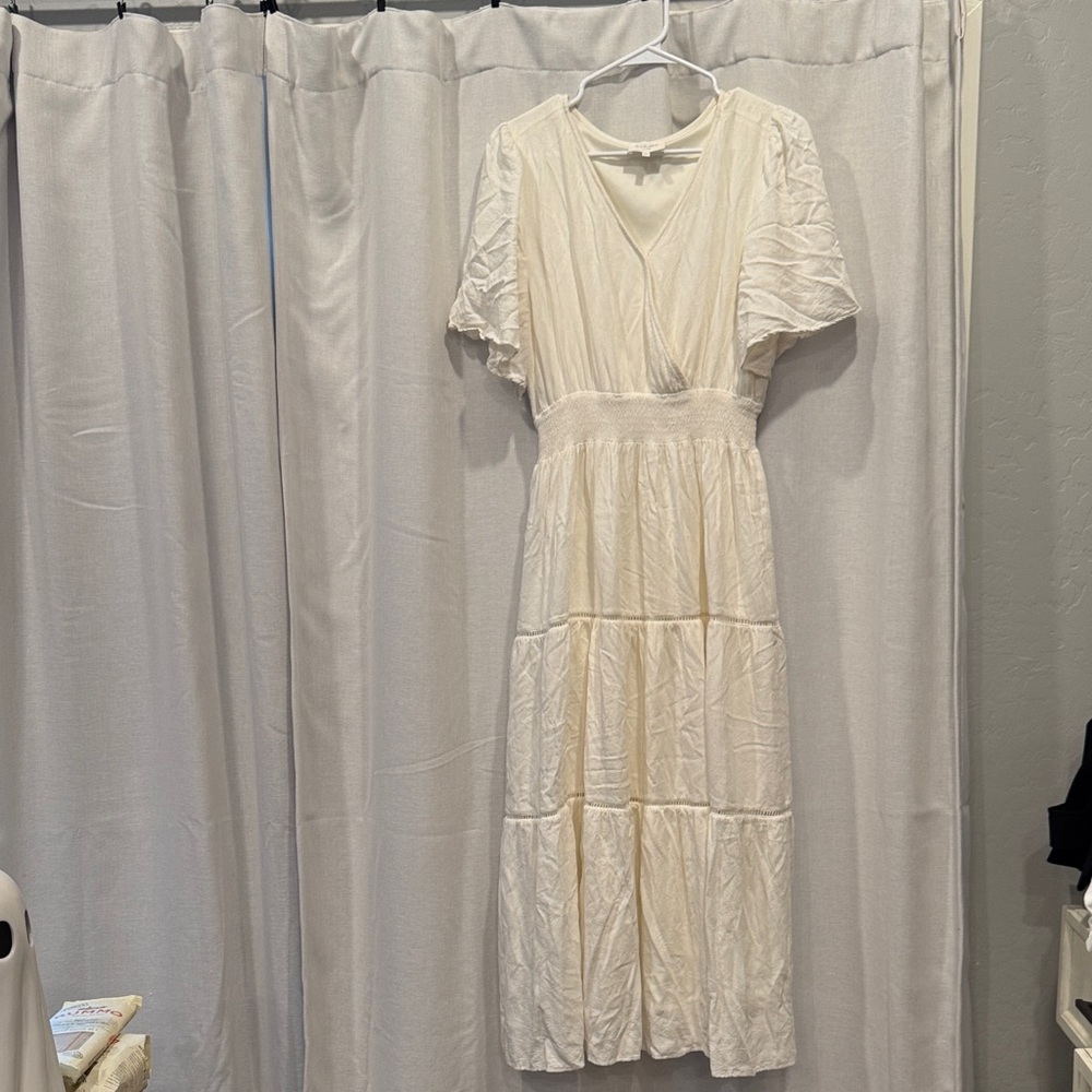 Bohme Cream Maxi Dress with Short Sleeves
